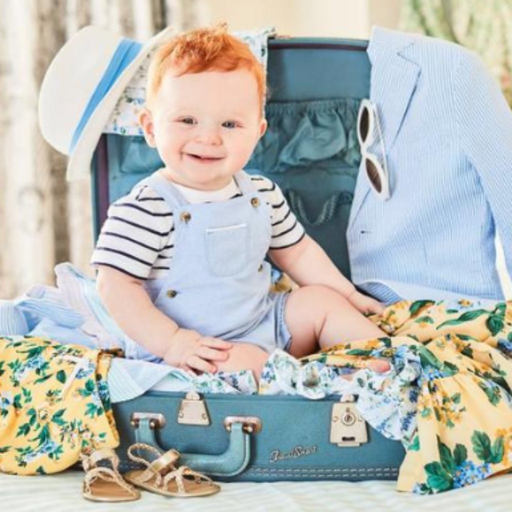 NEW! Janie and Jack 'Seersucker Bunny' Romper in PROVENCE STRIPE (12-18) - Picture 3 of 4